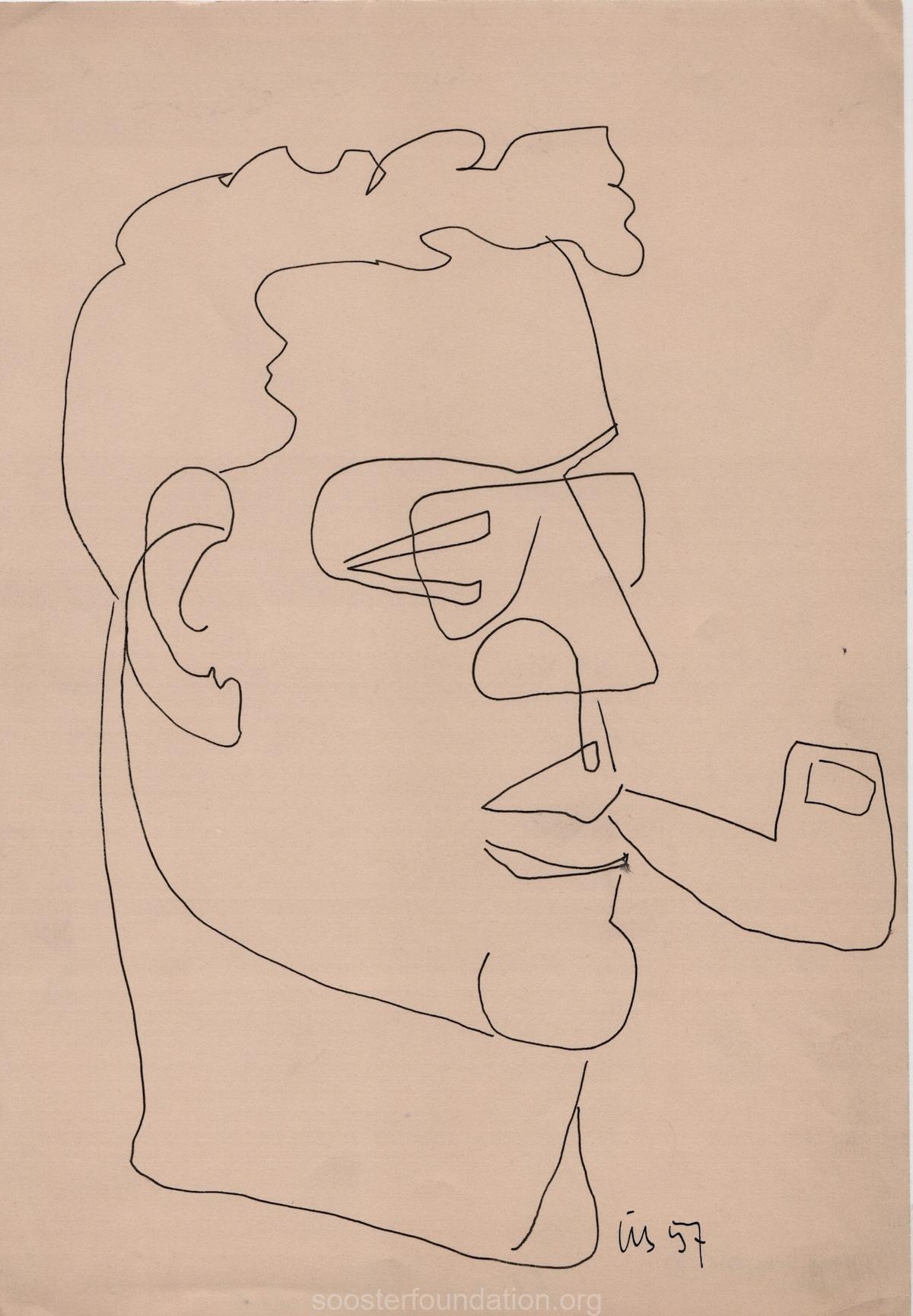 Juri Sobolevi portree. 1957 Tint, paber 27 x 19 cm