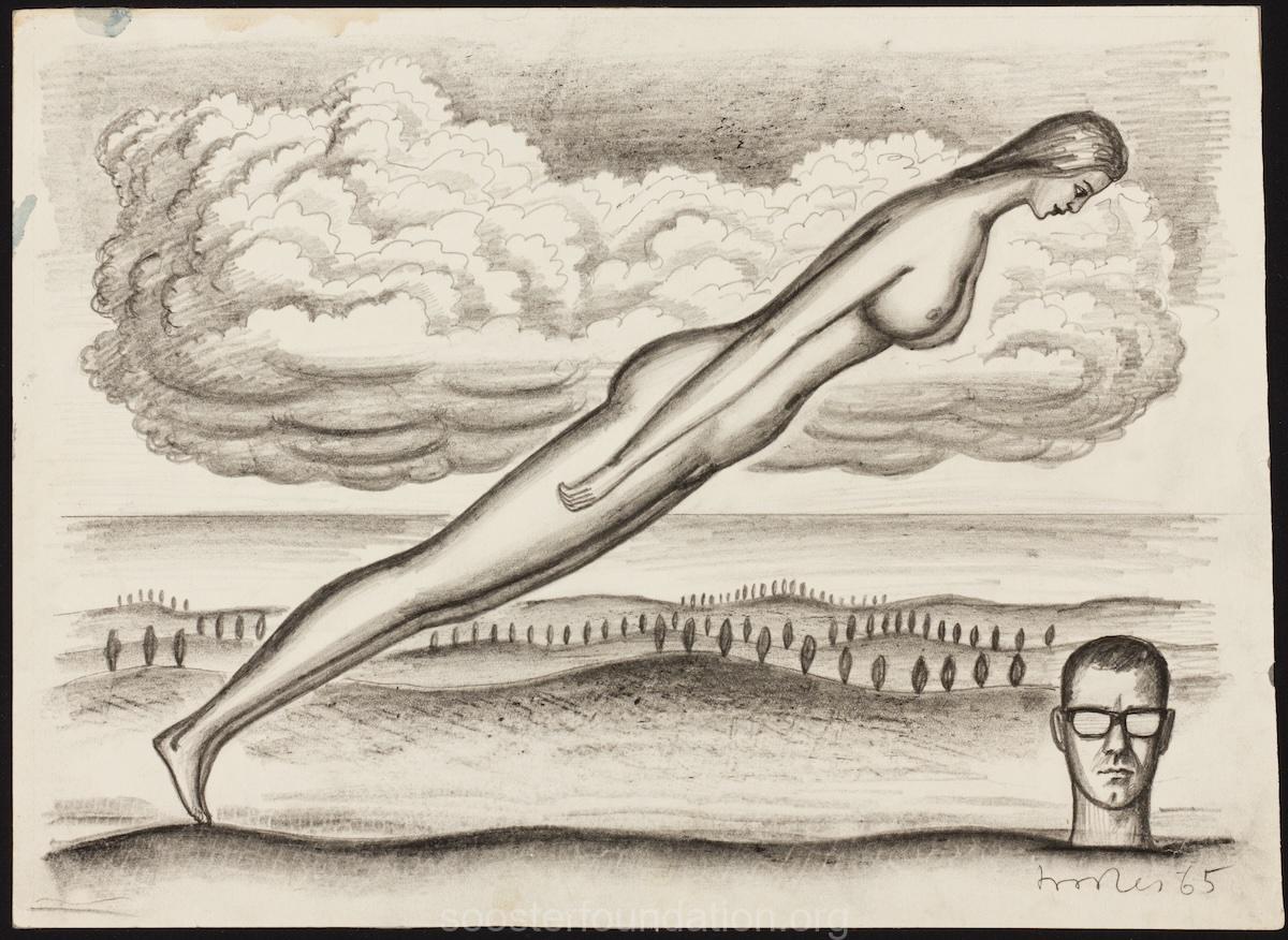 Langev naine. 1965. pliiats paber