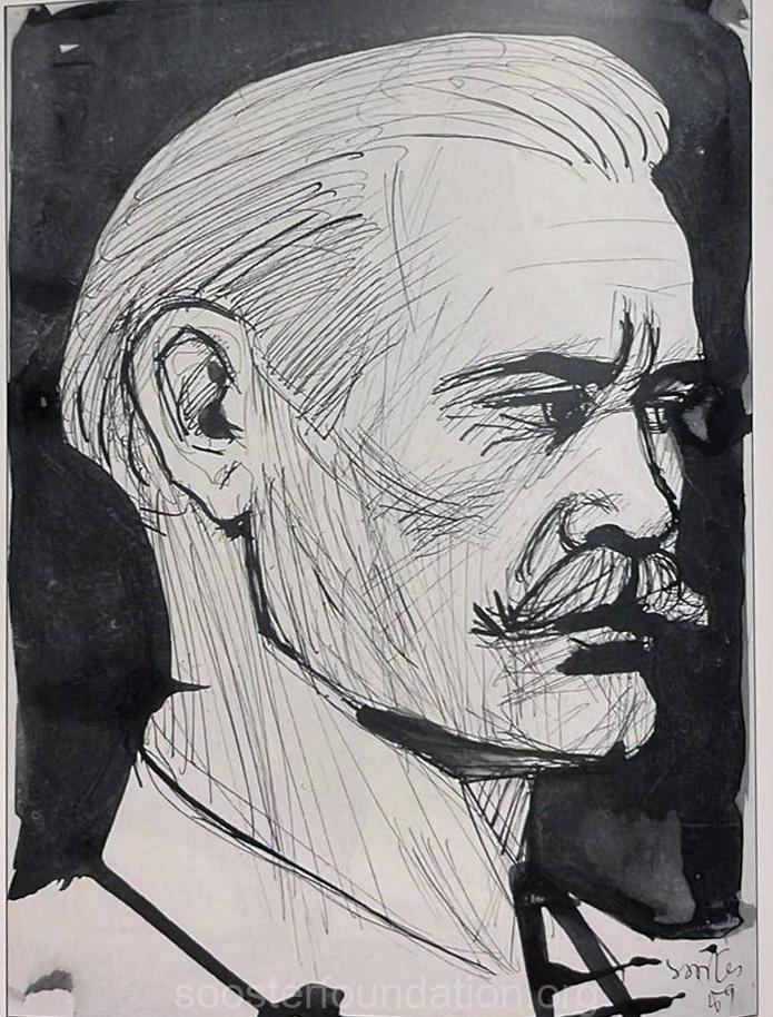 Nikolai Maslennikovi portree. 1959 Tint ja paber