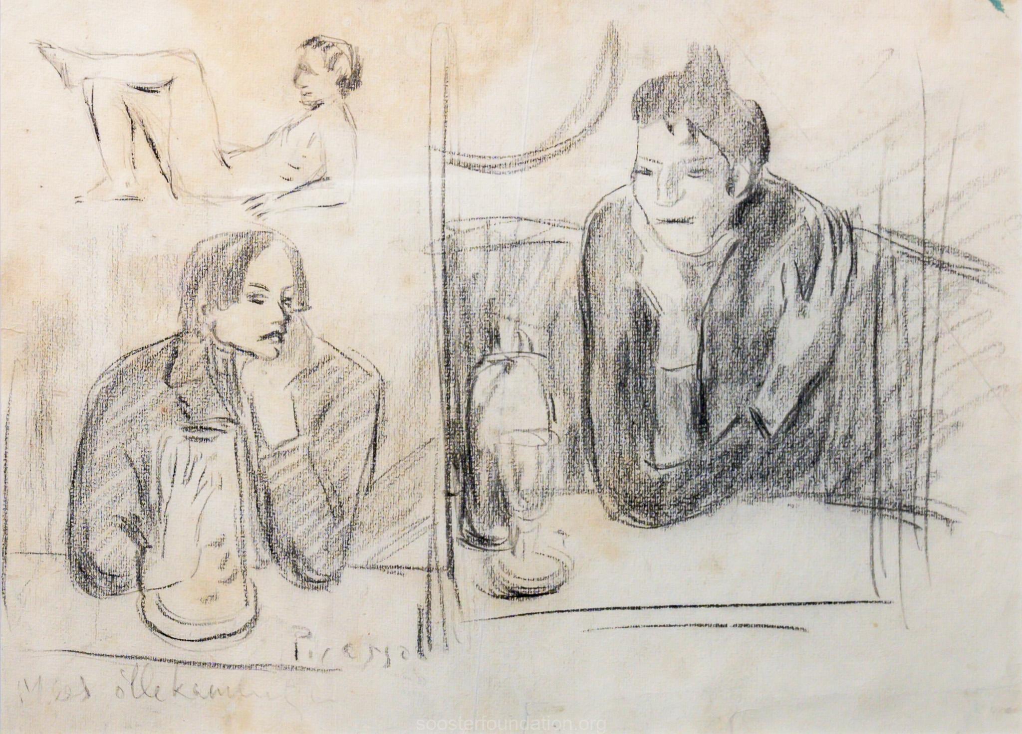 Visandid Picasso stiilis. 1940. aastad Pliiats, paber
