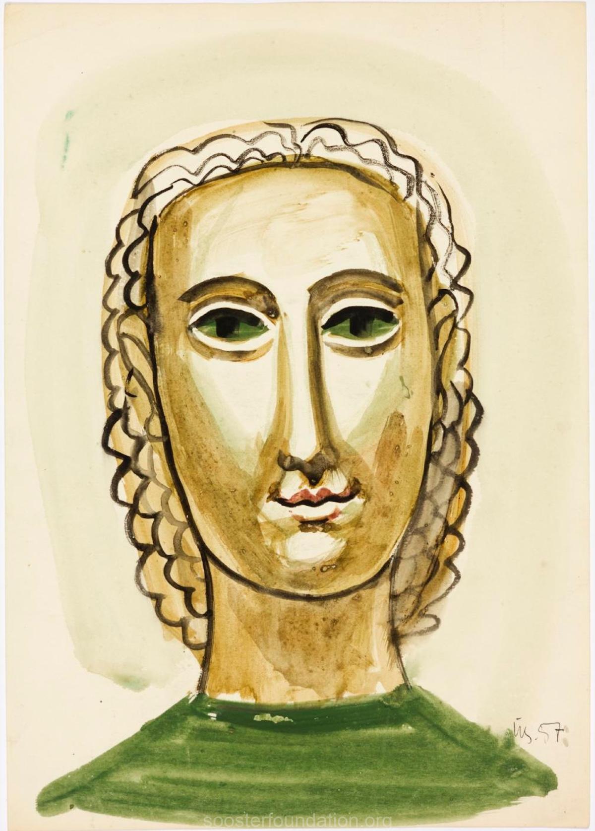 Antiikne naise pea. 1957 Akvarell, paber 26,8 x 18,8 cm